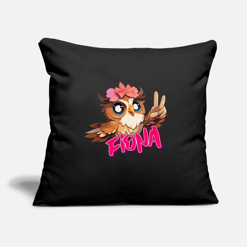FIONA - Schöner Mädchen Name mit süßer EULE Sofakissen mit Füllung 45 x 45 cm