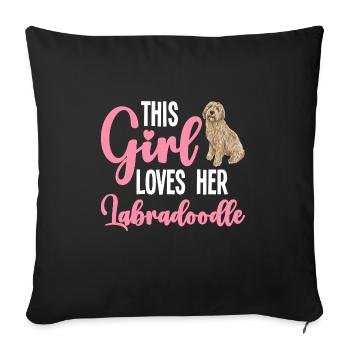 Labradoodle Hund - Sofakissen mit Füllung 45 x 45 cm - Schwarz - Vorne