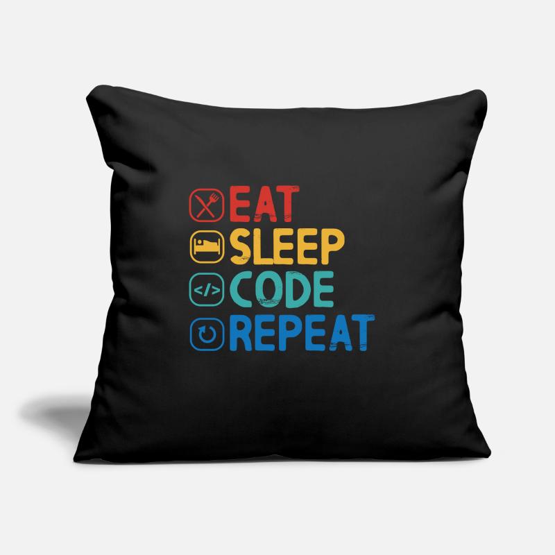 Eat Sleep Code Repeat Sofakissen mit Füllung 45 x 45 cm