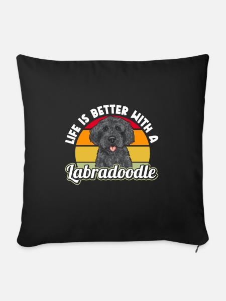 Labradoodle Hund - Sofakissen mit Füllung 45 x 45 cm - Schwarz