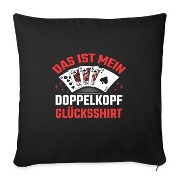 Doppelkopf Kartenspielen Doppelkopfspieler - Sofakissen mit Füllung 45 x 45 cm - Schwarz - Vorne