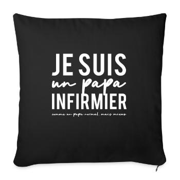 PAPA INFIRMIER - Coussin et housse de 45 x 45 cm - noir - Devant