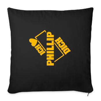 Dear Phillip, - Sofa pillow with filling 45cm x 45cm - black - Front