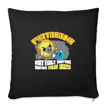 Éclipse solaire totale 2024 Totality Photobomb Sun - Coussin et housse de 45 x 45 cm - noir - Devant