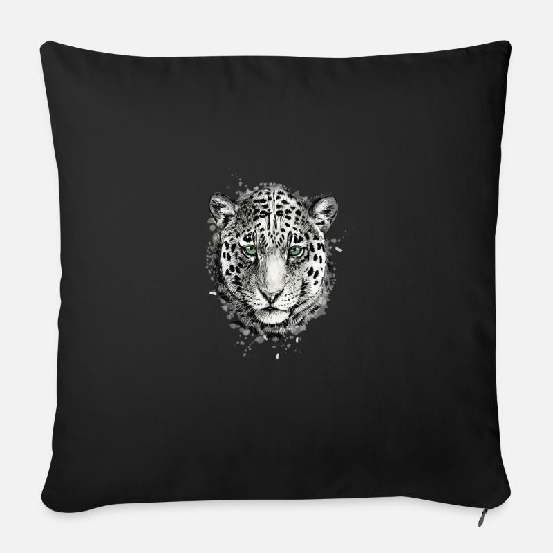 Schneeleopard - Sofakissen mit Füllung 45 x 45 cm - Schwarz