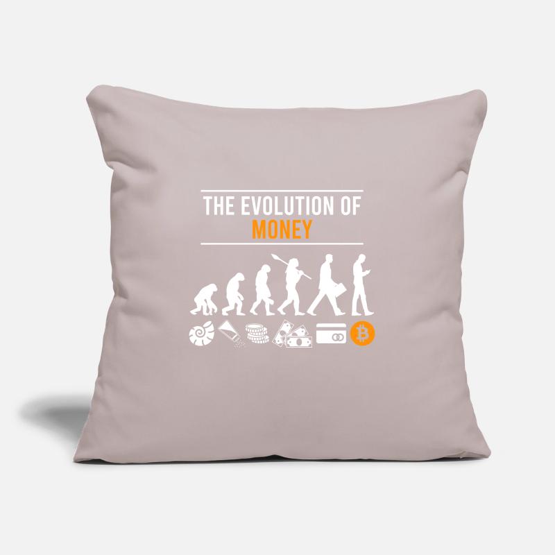 Crypto BTC Bitcoin L’évolution de l’argent Coussin et housse de 45 x 45 cm