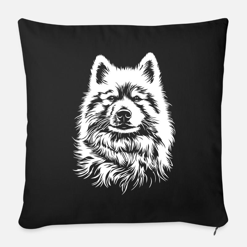 Samojede Portrait Hunde Hund Samoyed - Sofakissen mit Füllung 45 x 45 cm - Schwarz