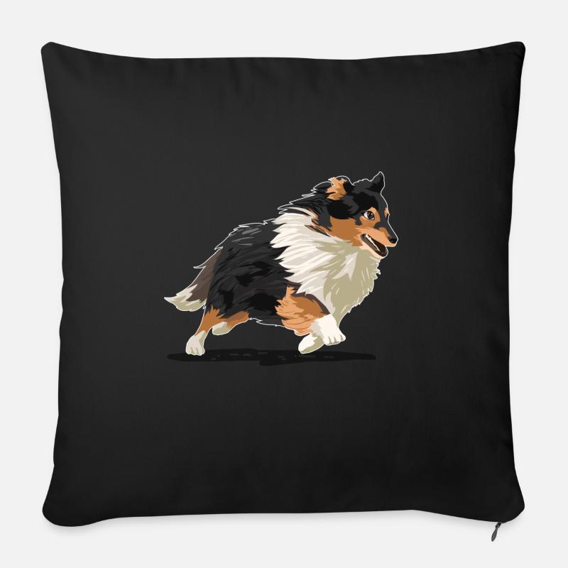 Sheltie cadeau pour un propriétaire de chien - Coussin et housse de 45 x 45 cm - noir