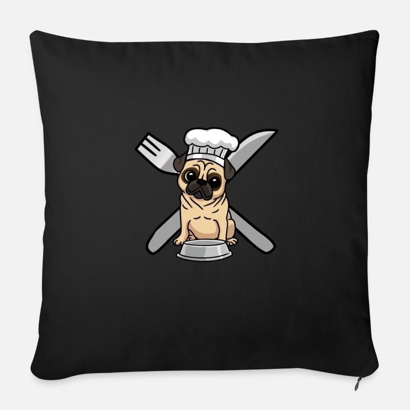 Mops Leben Hund Hunde hungrig kochen - Sofakissen mit Füllung 45 x 45 cm - Schwarz