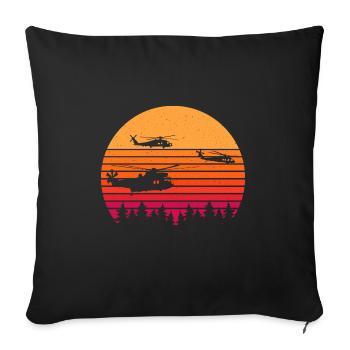 Retro Hubschrauber Vintage Helicopter Pilot Gesche - Sofakissen mit Füllung 45 x 45 cm - Schwarz - Vorne