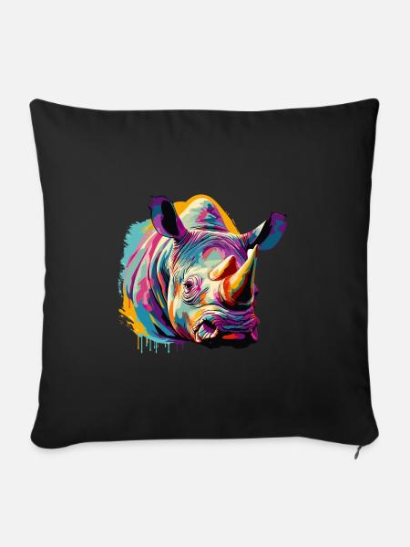 Rinoceronte - Cojín de sofá con relleno 45 x 45 cm - negro