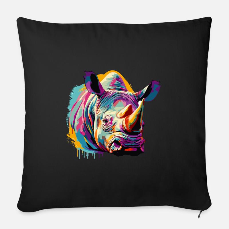 Rhinoceros - Sofa pillow with filling 45cm x 45cm - black