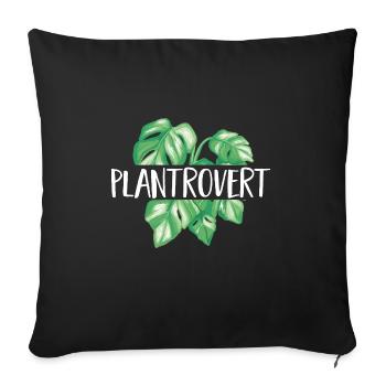 Monstera Deliciosa Albo Botanical Houseplant - Sofa pillow with filling 45cm x 45cm - black - Front
