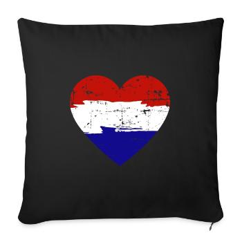 Drapeau du cœur des Pays-Bas - Coussin et housse de 45 x 45 cm - noir - Devant