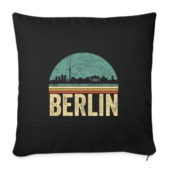 Retro Berlin Deutsche Hauptstadt Skyline 80er Jahre - Sofakissen mit Füllung 45 x 45 cm - Schwarz - Vorne
