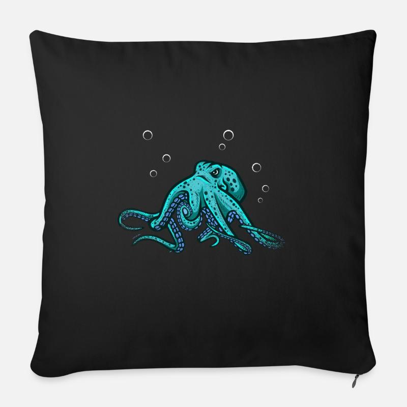 Oktopus Krake Meerestier - Sofakissen mit Füllung 45 x 45 cm - Schwarz