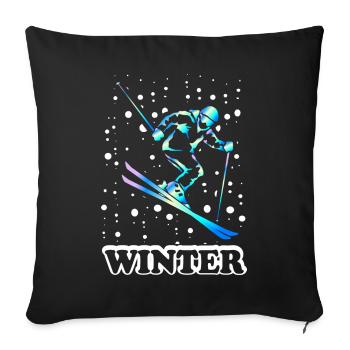 Skiing Winter Winter sports - Sofa pillow with filling 45cm x 45cm - black - Front