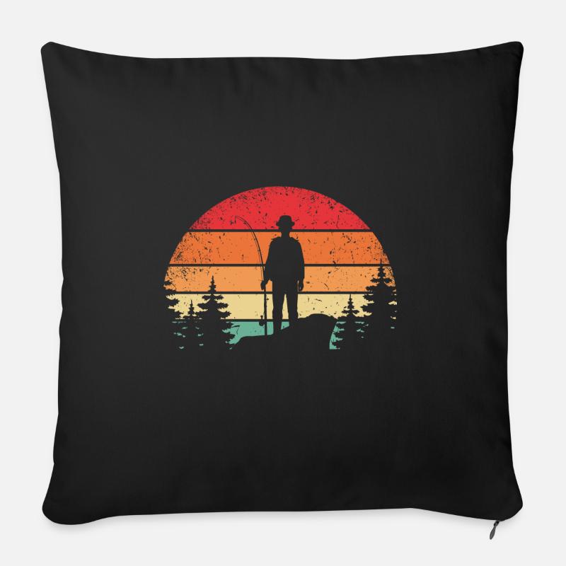 Retro Angler - Sofakissen mit Füllung 45 x 45 cm - Schwarz