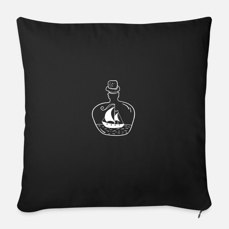 Message in a bottle - Sofa pillow with filling 45cm x 45cm - black