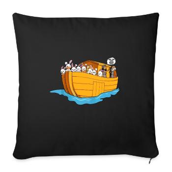 Noah Arche Boot Hasen - Sofakissen mit Füllung 45 x 45 cm - Schwarz - Vorne