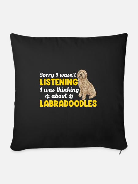 Labradoodle Hund - Sofakissen mit Füllung 45 x 45 cm - Schwarz
