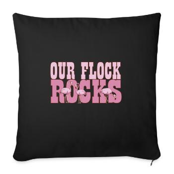Flamingo Nos vacances d’été en famille Flock Rocks - Coussin et housse de 45 x 45 cm - noir - Devant