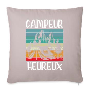 campeur heureux - Coussin et housse de 45 x 45 cm - taupe clair - Devant