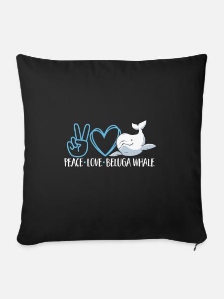 Weißwal Beluga Wal - Sofakissen mit Füllung 45 x 45 cm - Schwarz