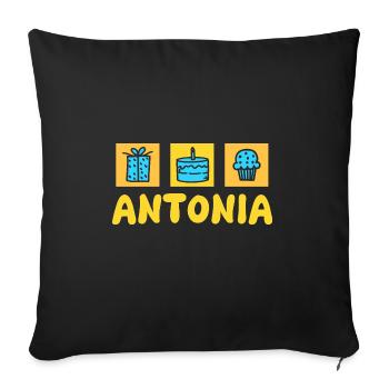 Antonia as a first name - Sofa pillow with filling 45cm x 45cm - black - Front