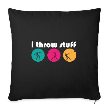 Je lance des trucs Lancer du disque Lancer du poids Piste & - Coussin et housse de 45 x 45 cm - noir - Devant