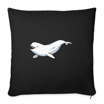 Baleine blanche Béluga - Coussin et housse de 45 x 45 cm - noir - Devant