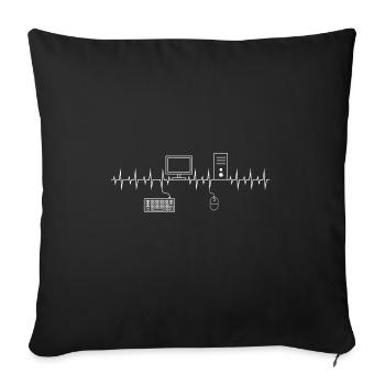 Battement de coeur PC Gamer Cadeau - Coussin et housse de 45 x 45 cm - noir - Devant