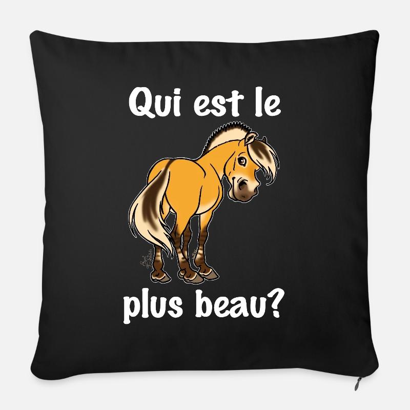 Fjord qui est le plus beau (texte blanc) - Coussin et housse de 45 x 45 cm - noir