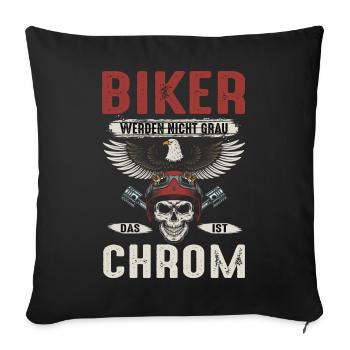 Biker Motorradfahrer Chrom - Sofakissen mit Füllung 45 x 45 cm - Schwarz - Vorne