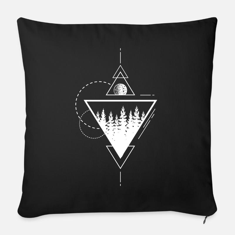 Modern Geometric Nature Forest Boho Triangles - Sofa pillow with filling 45cm x 45cm - black