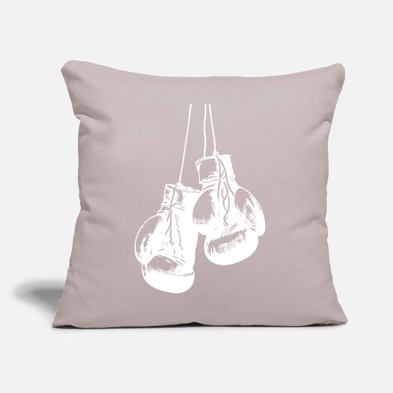 Conception de gants de boxe blancs suspendus. Conception de logo Coussin et housse de 45 x 45 cm