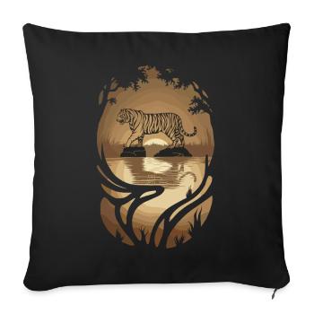 Tiger Art: Powerful Elegance in Gold - Sofa pillow with filling 45cm x 45cm - black - Front