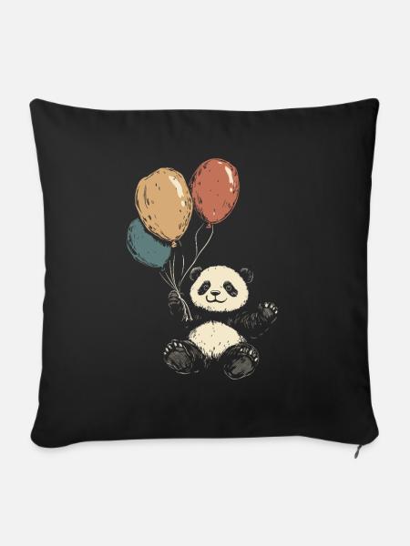 Süßer Panda mit Luftballons - Sofakissen mit Füllung 45 x 45 cm - Schwarz