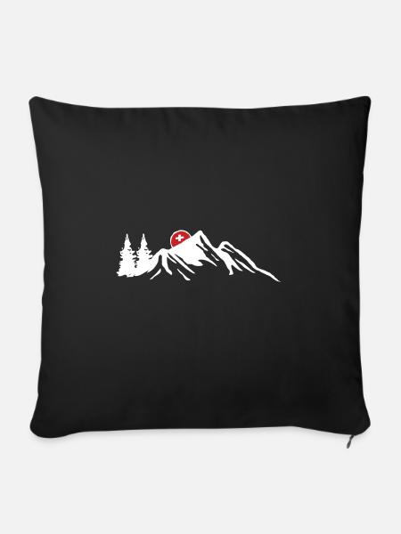 Schweiz Schweizerdeutsch Schweizer Berge - Sofakissen mit Füllung 45 x 45 cm - Schwarz