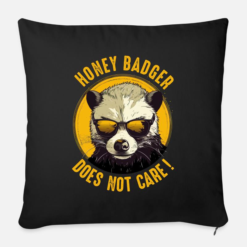 Honey Badger ne s’en soucie pas - Coussin et housse de 45 x 45 cm - noir