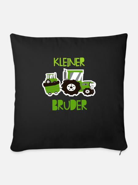 Kinder Kleiner Bruder Traktor Shirt - Sofakissen mit Füllung 45 x 45 cm - Schwarz