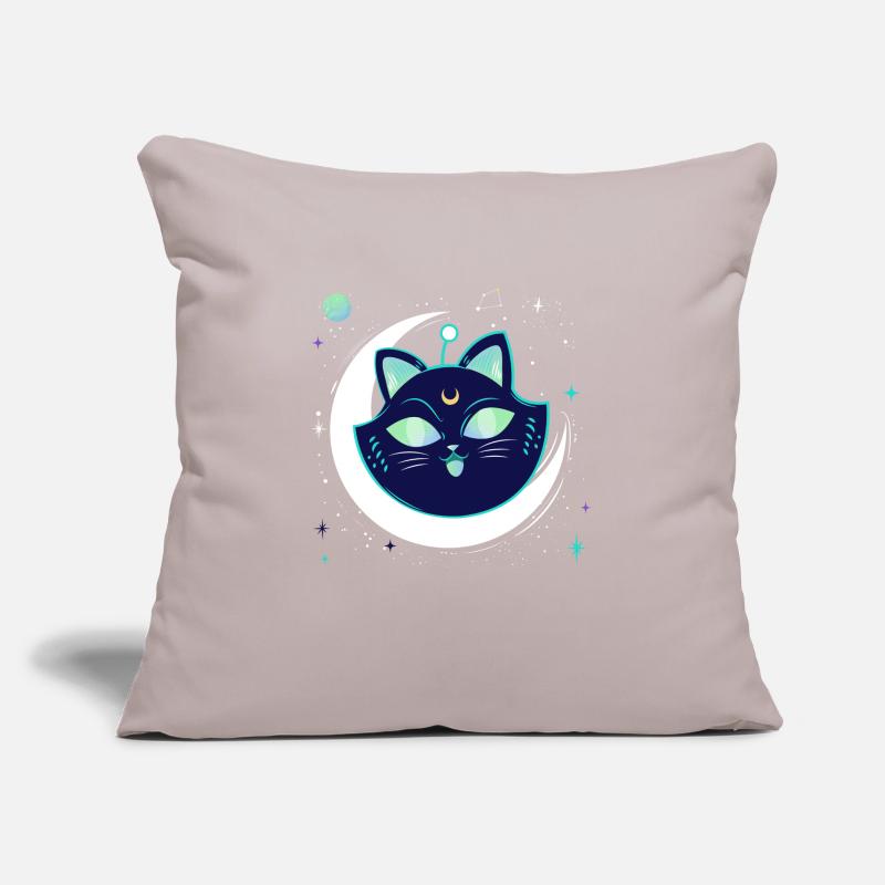 Galaxy Space chat avec lune dans l’espace Coussin et housse de 45 x 45 cm