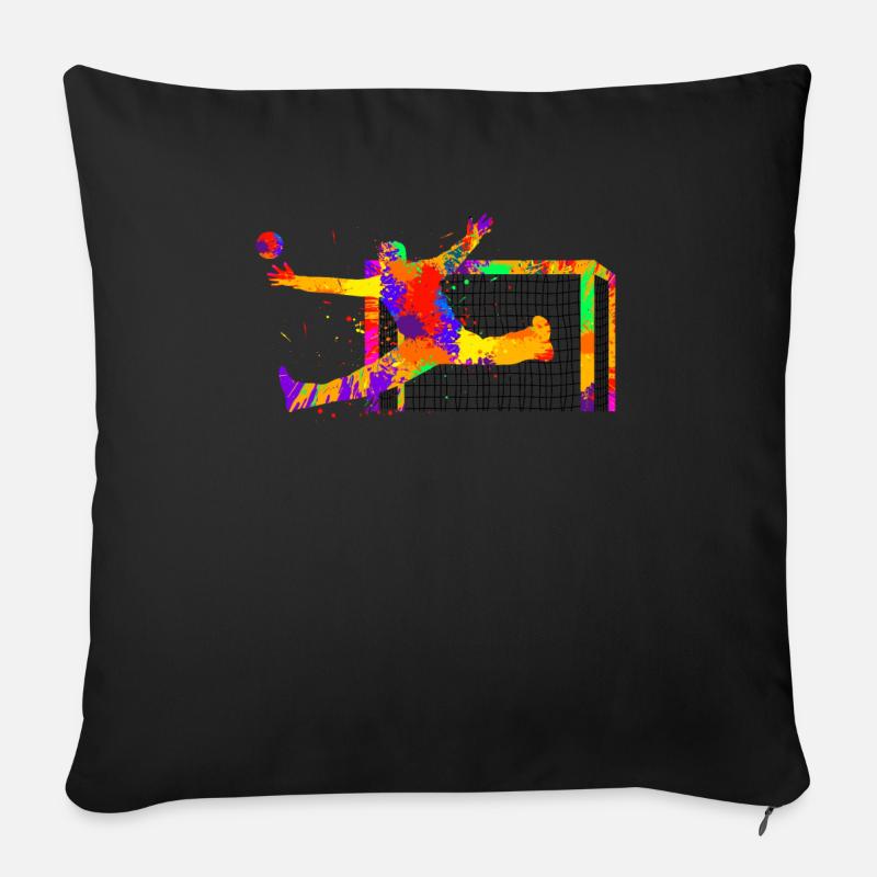 Aquarell-Splash Handball-Torwart Geschenkidee - Sofakissen mit Füllung 45 x 45 cm - Schwarz