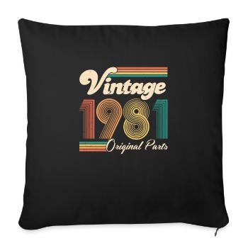 Vintage 1981 40e anniversaire cadeau de quarante ans - Coussin et housse de 45 x 45 cm - noir - Devant