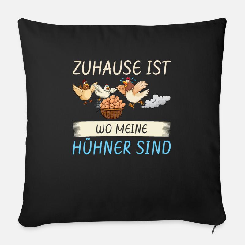 Huhn Hühner Bauernhof - Sofakissen mit Füllung 45 x 45 cm - Schwarz