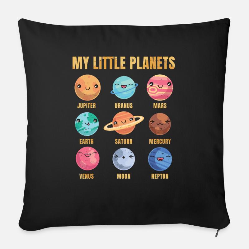 Solar System - Cute Planets - Planet - Galaxy - Sofakissen mit Füllung 45 x 45 cm - Schwarz