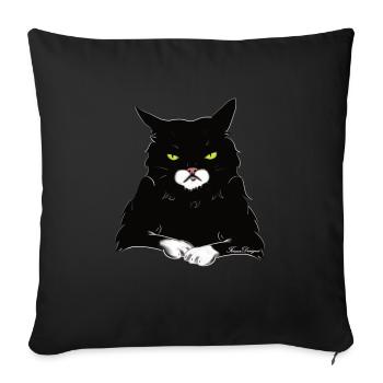 Le chat à la pointe du blanc - Coussin et housse de 45 x 45 cm - noir - Devant