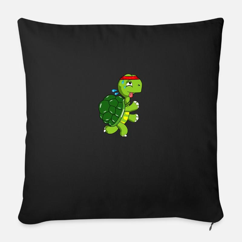 Marathon jogging tortue marathon jogging - Coussin et housse de 45 x 45 cm - noir