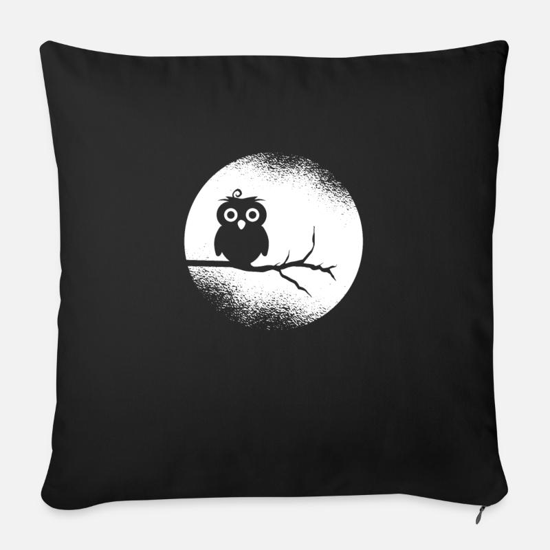 Eule Waldbewohner Eulen Vollmond - Sofakissen mit Füllung 45 x 45 cm - Schwarz