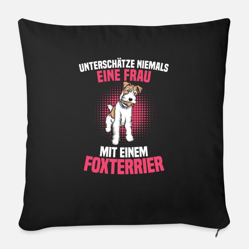 Foxterrier Drahthaar | Foxterrier - Sofakissen mit Füllung 45 x 45 cm - Schwarz